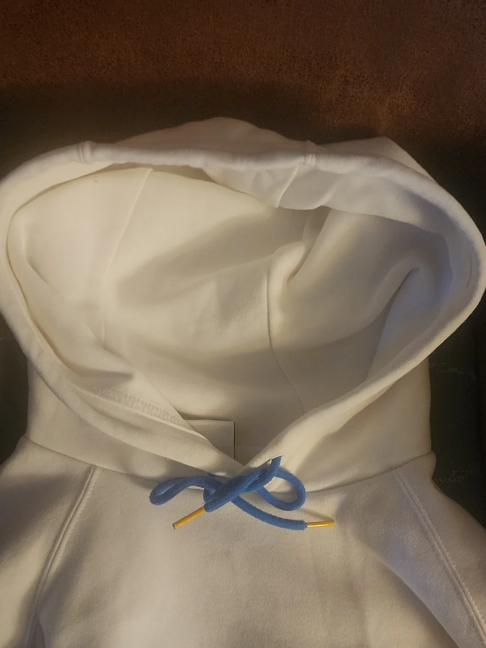 Nike White Hoodie with Blue Swoosh and Trademark Embroidery